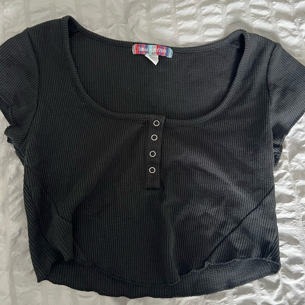 Urban Outfitters Black Ribbed Crop Top